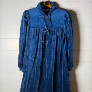 Vintage CJS Robe Housecoat Teal Blue Womens